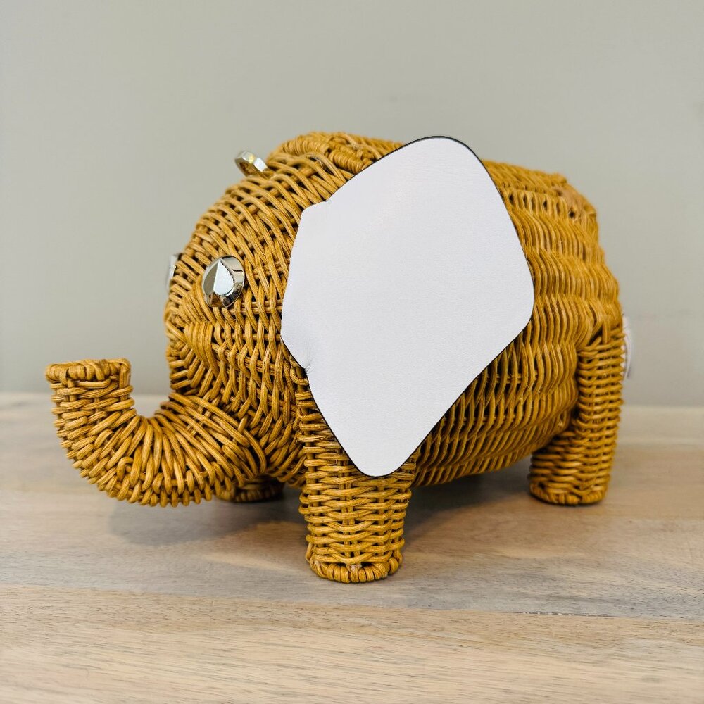 NWT Kate Spade Wicker Elephant Crossbody Bag White